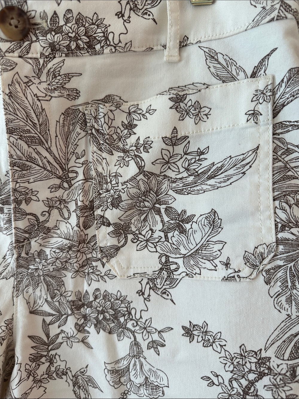 LOFT Cream Wide-Leg Floral Print Chinos - Picture 4 of 5